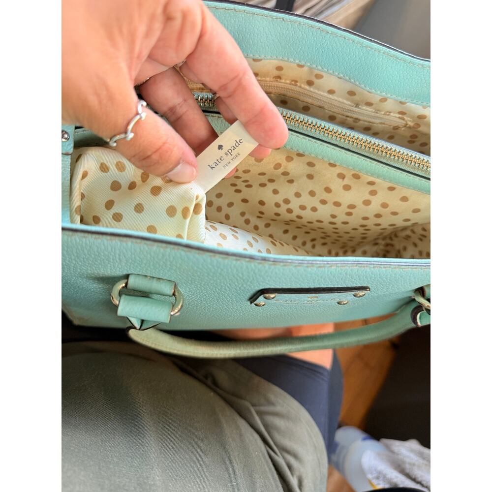 Kate Spade New York Tiffany Blue Mint Green Pebbled Leather Satchel Tote Bag - Picture 3 of 16
